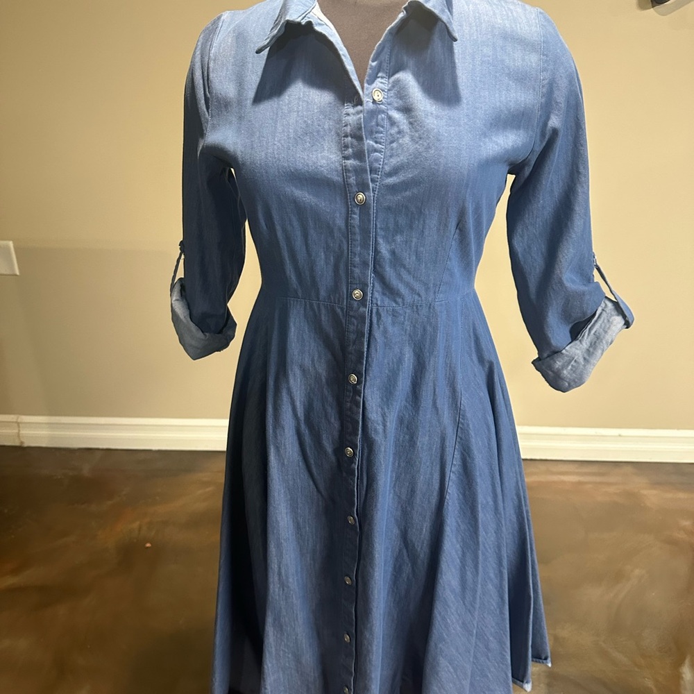 Express Blue Long Sleeve Denim Dress
